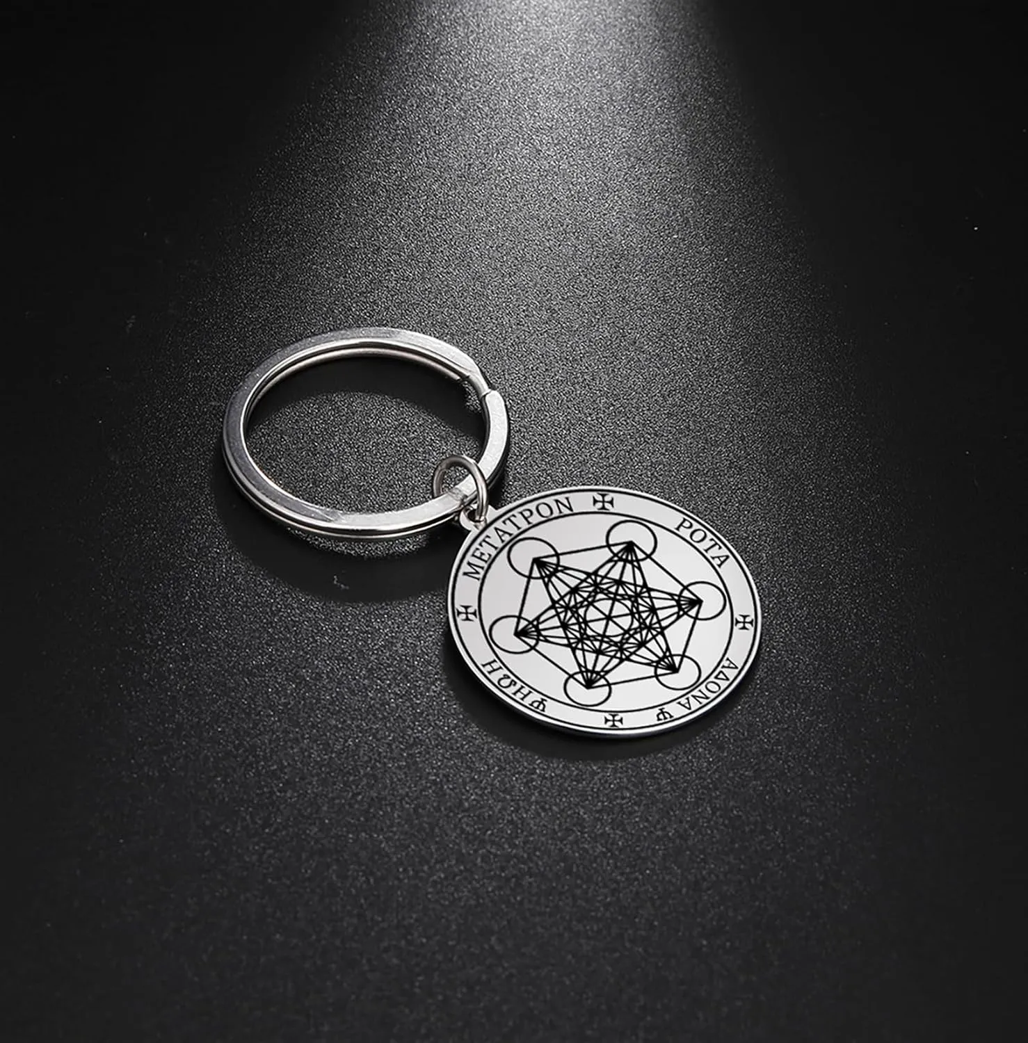 EUEAVAN Metatron Cube Necklace for Men Sacred Geometry Pendant Seals of Archangel Angel Saint Michael Statement Keychain Spiritual Protection Talisman Religiou Jewelry