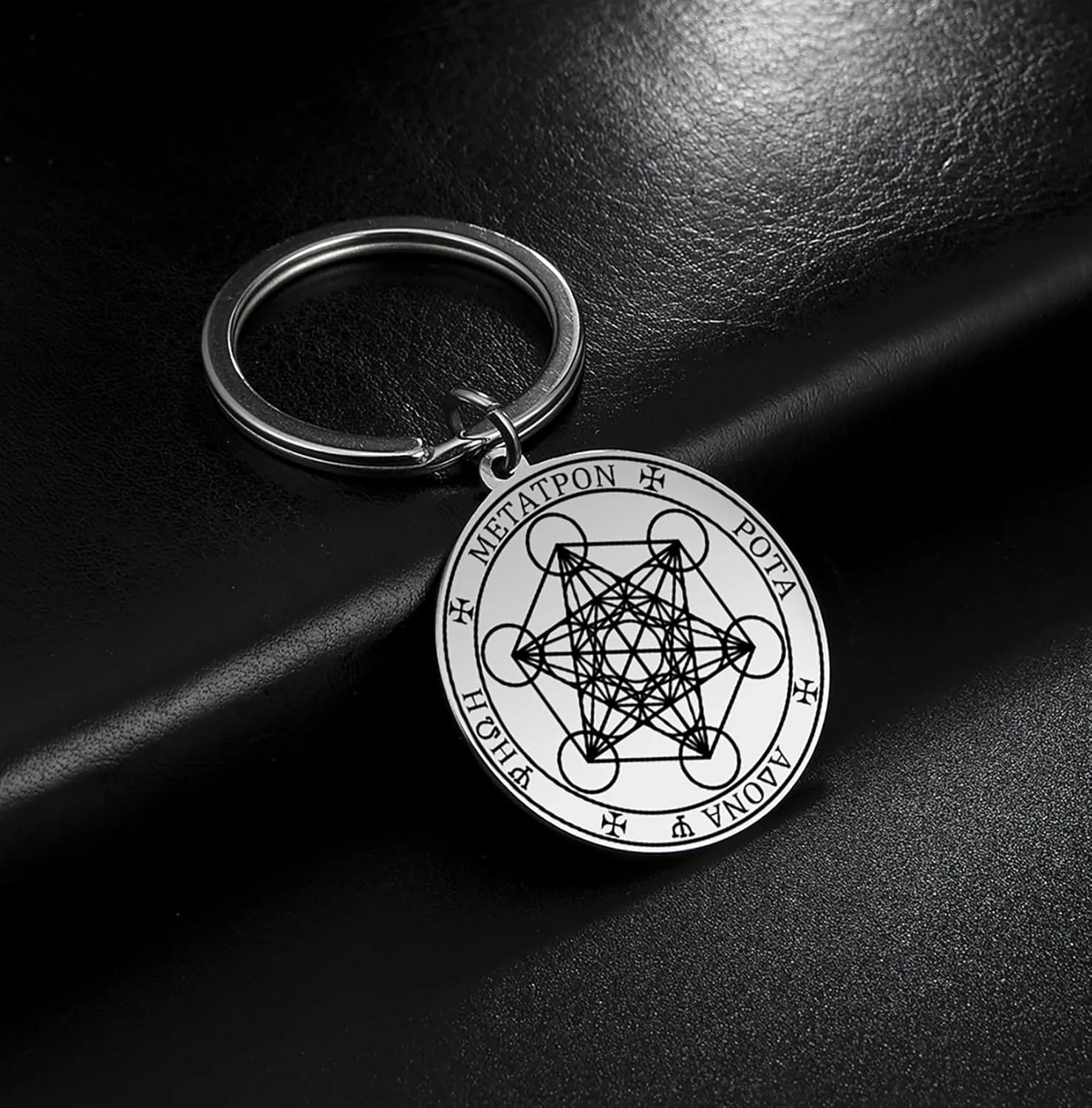 EUEAVAN Metatron Cube Necklace for Men Sacred Geometry Pendant Seals of Archangel Angel Saint Michael Statement Keychain Spiritual Protection Talisman Religiou Jewelry