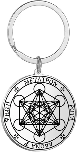 EUEAVAN Metatron Cube Necklace for Men Sacred Geometry Pendant Seals of Archangel Angel Saint Michael Statement Keychain Spiritual Protection Talisman Religiou Jewelry