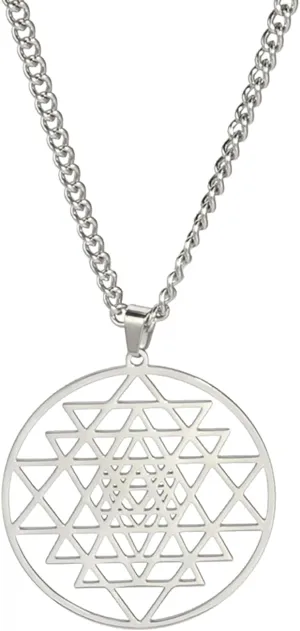 EUEAVAN Sri Yantra Chakra Necklace for Women and Men Sri Yantra Amulet Talisman Pendant Sacred Geometry Necklace Hinduism Symbol Sacred Hindu Meditation Jewelry