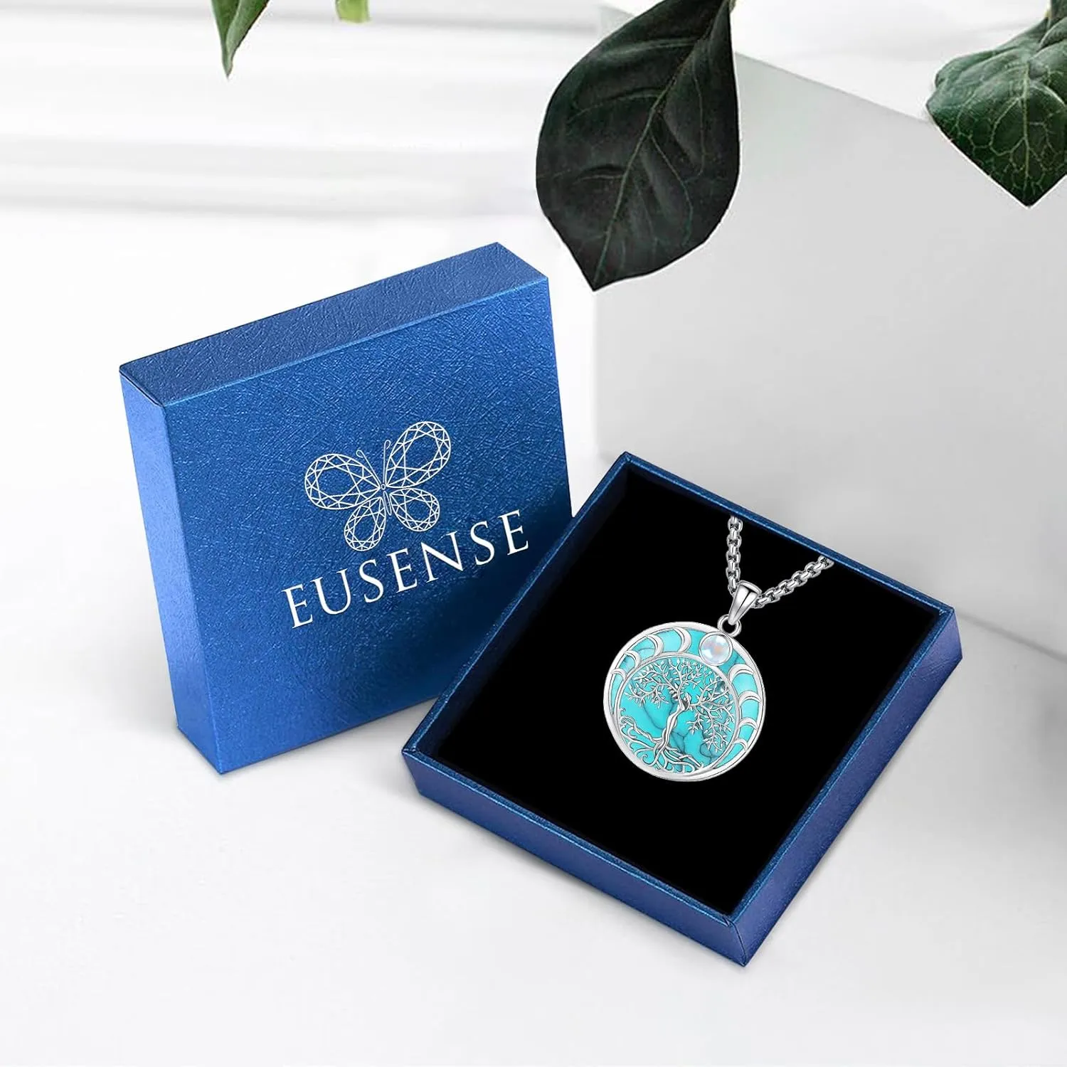 Eusense Nudo De Bruja Plata 925 Original Witches Knot Necklace Tetragrammaton Hecate Triple Moon Goddess Lilith Jewelry Pentagram Pendant for Women Men