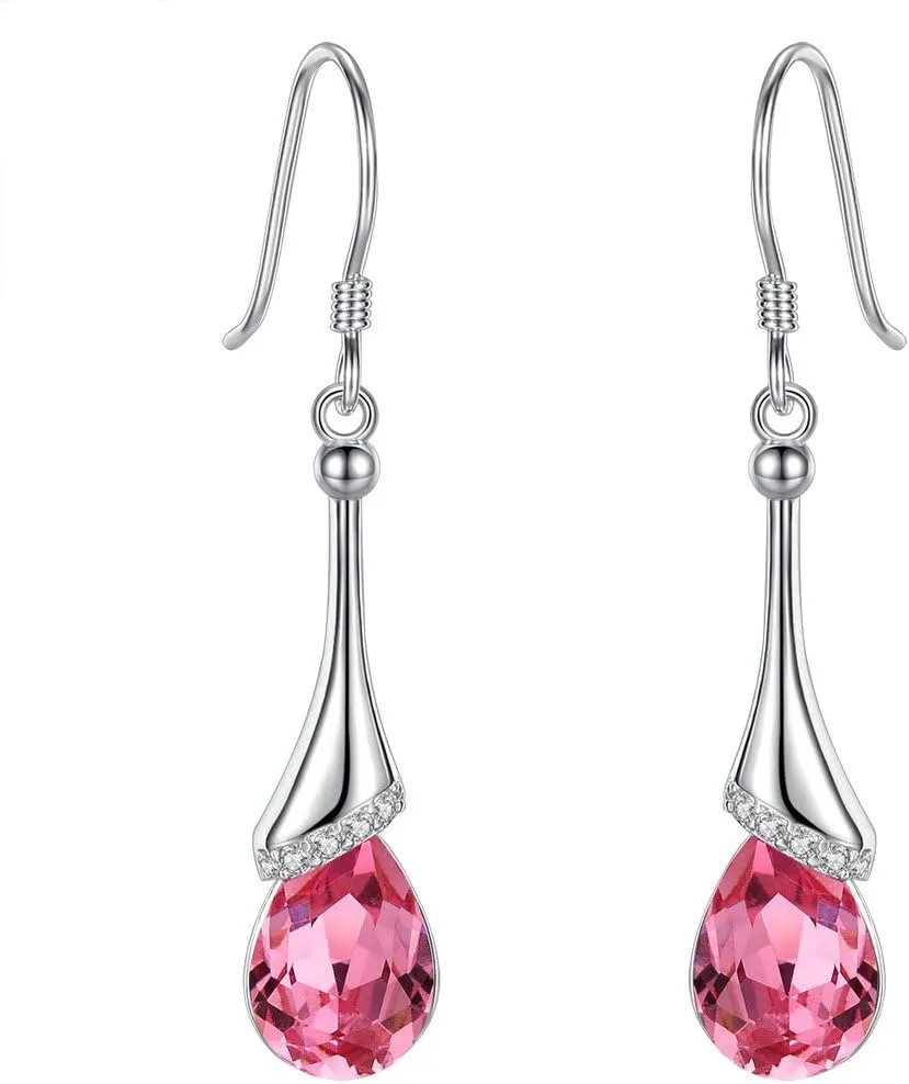 EVER FAITH 925 Sterling Silver Gift Jewelry For Women CZ Elegant Teardrop Chandelier Hook Dangle Earrings