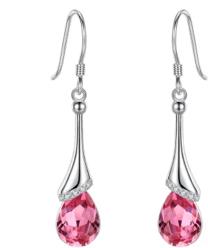 EVER FAITH 925 Sterling Silver Gift Jewelry For Women CZ Elegant Teardrop Chandelier Hook Dangle Earrings