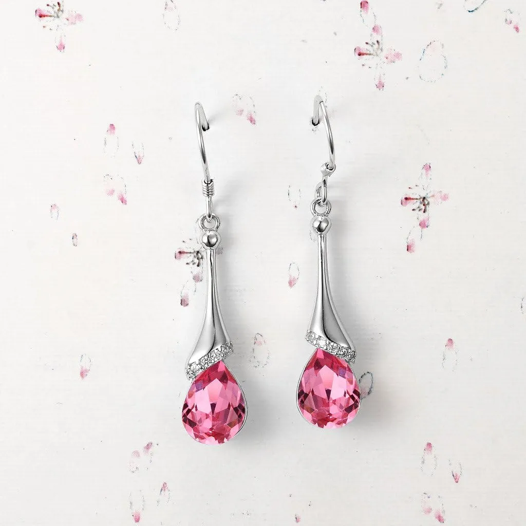 EVER FAITH 925 Sterling Silver Gift Jewelry For Women CZ Elegant Teardrop Chandelier Hook Dangle Earrings