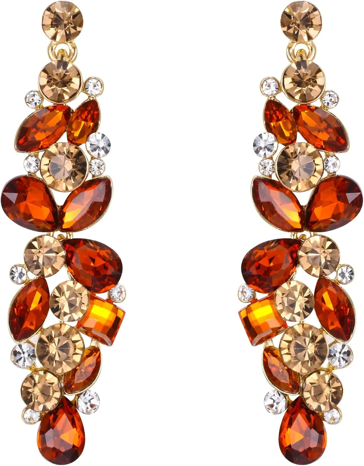 EVER FAITH Bridal Tear Drop Flower Cluster Dangle Earrings Crystal Rhinestone