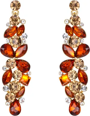 EVER FAITH Bridal Tear Drop Flower Cluster Dangle Earrings Crystal Rhinestone