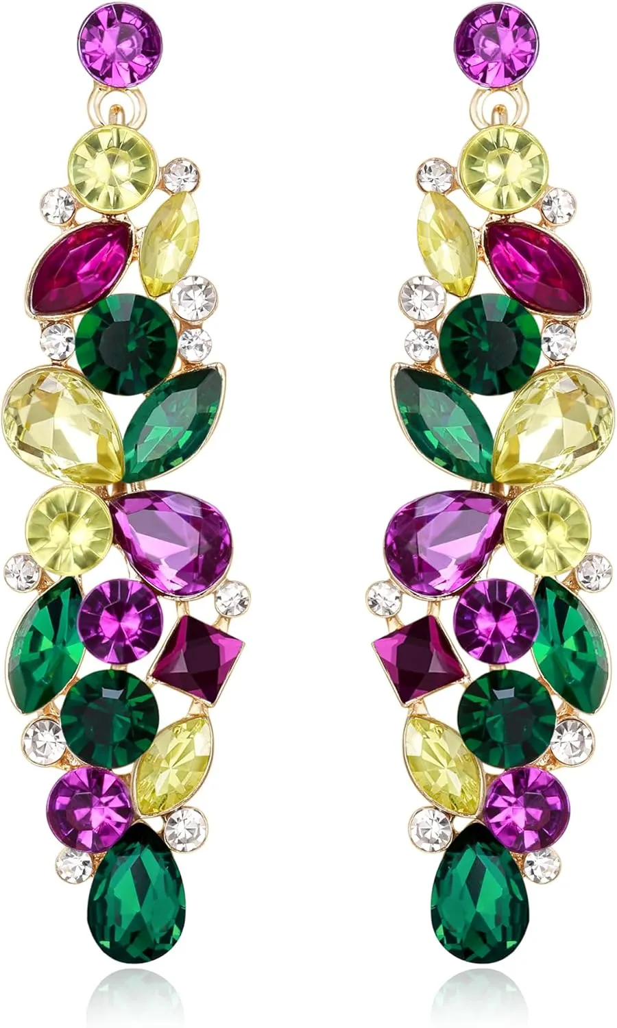 EVER FAITH Bridal Tear Drop Flower Cluster Dangle Earrings Crystal Rhinestone