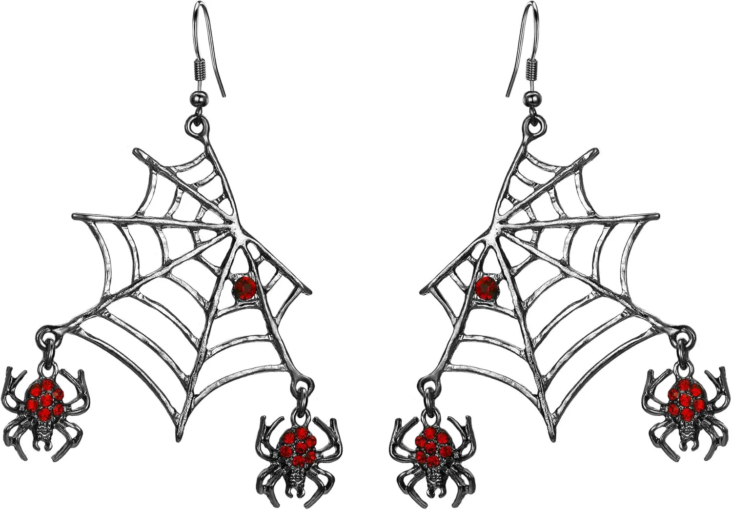 EVER FAITH Miraculous Halloween Jewelry Austrian Crystal Vivid Spider Hollow Web Animal Hook Earrings