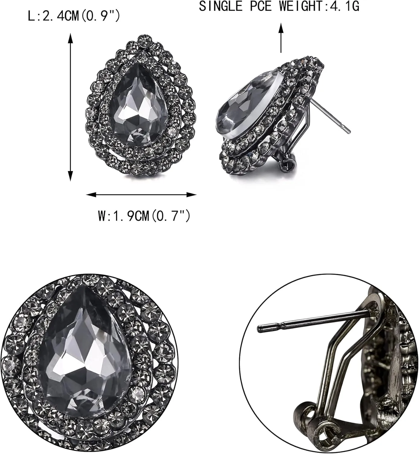 EVER FAITH Wedding Austrian Crystal Stud Earring for Bride, Elegant Teardrop Rhinestone Earrings Jewelry for Women