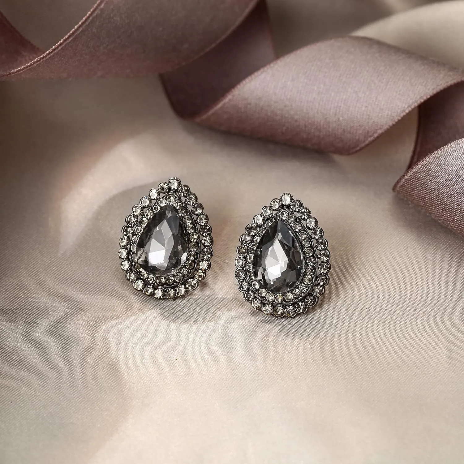 EVER FAITH Wedding Austrian Crystal Stud Earring for Bride, Elegant Teardrop Rhinestone Earrings Jewelry for Women
