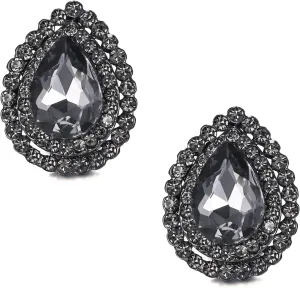 EVER FAITH Wedding Austrian Crystal Stud Earring for Bride, Elegant Teardrop Rhinestone Earrings Jewelry for Women