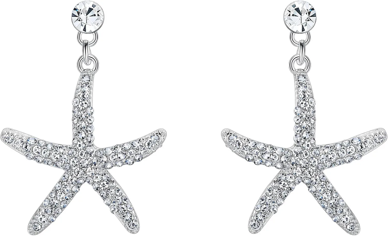 EVER FAITH Women's Austrian Crystal Vivid Starfish Prom Party Pierced Dangle Earrings