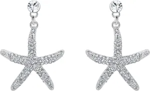 EVER FAITH Women's Austrian Crystal Vivid Starfish Prom Party Pierced Dangle Earrings