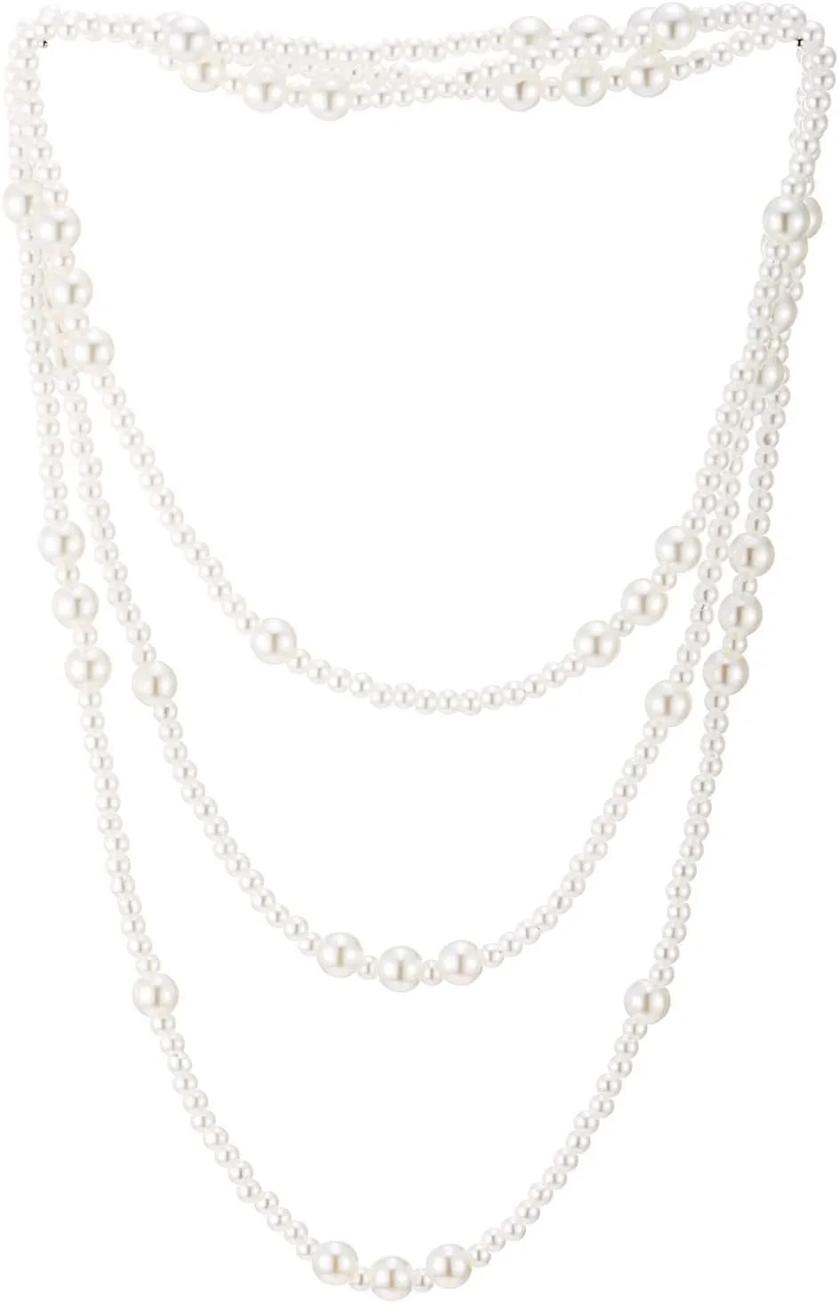 Extra Long Pearl Necklace, Layered Statement Necklace, Elegant Dress Party, Classic Gatsby-Style