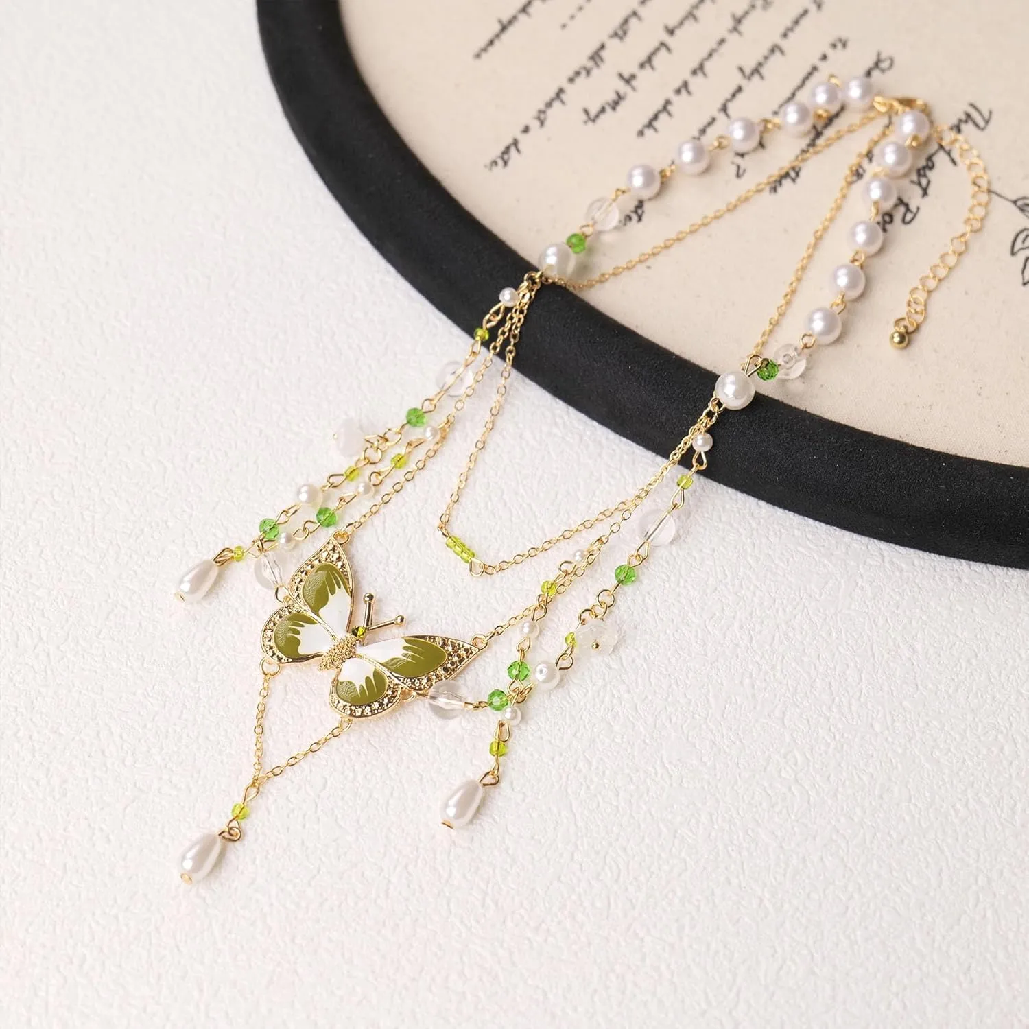 Fairy Tassel Butterfly Necklace, Bohemian Butterfly Necklace Elegant Butterfly Jewelry Butterfly Gifts for Women Valentine's Day Gifts