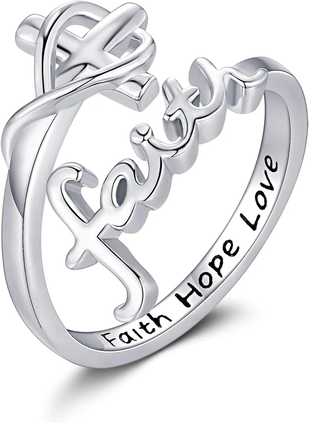 Faith Cross Rings for Women 925 Sterling Silver Faith Hope Love Ring Cross Jewelry Fine Gifts for Women