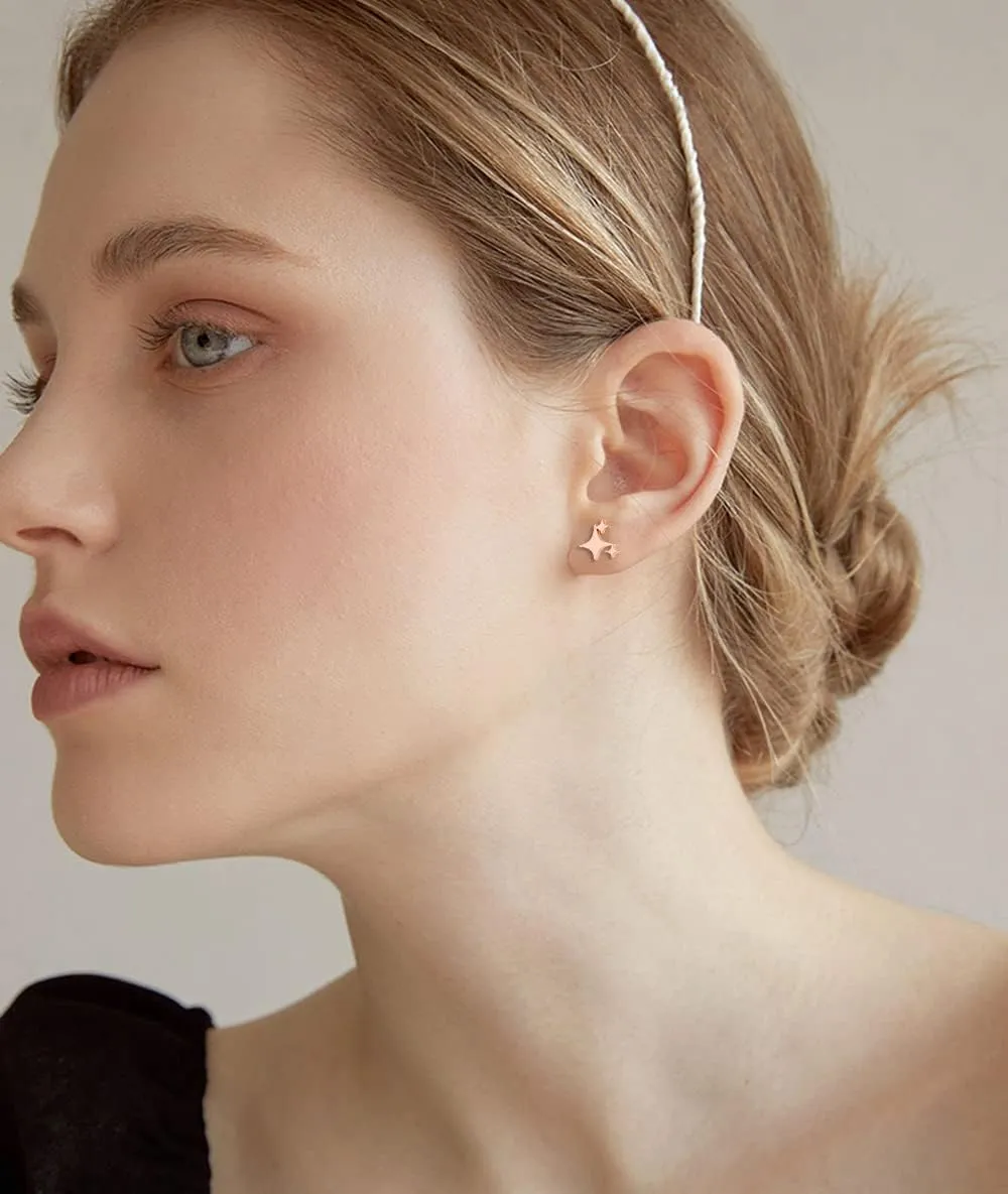 Fashion Cross Stars Cartilage Stud Earrings Stainless Steel Starburst Studs Earring for Women Teen Girls Cute Jewelry Gifts