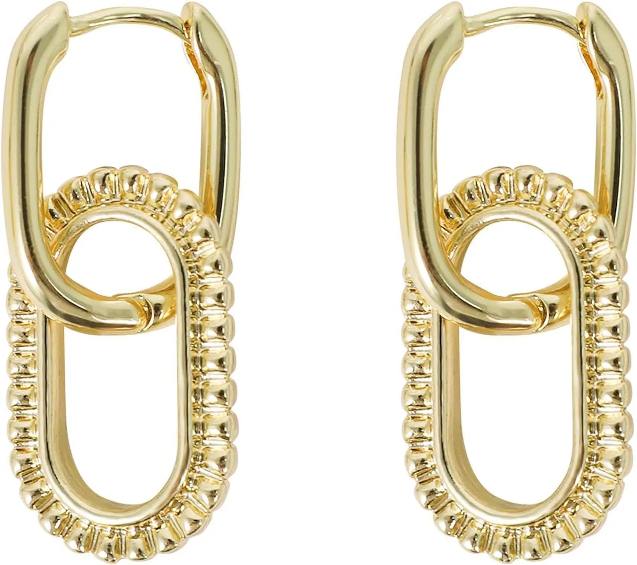 Fashion Small Square Hoop Earrings 14K Gold Plated Geometric Oval Rectangle Hoop Earrings for Women