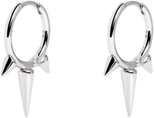 Fashion Spike Sterling Silver Hoop Earrings for Women Girls Men Hypoallergenic Minimalist Huggie Small Sleeper Hoops Cartilage Cuff Helix Stud Wrap Personalized Punk Jewelry