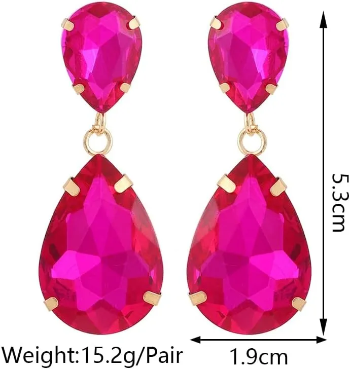 Fashion Water Drop Glass Dangle Earrings for Women Luxury Vintage Ear Accessories Pendientes Elegant Chandelier Pendant Jewelry