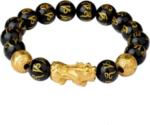 Feng Shui Black Obsidian Wealth Bracelet, Lucky Bead Bracelet, Ideal Gift