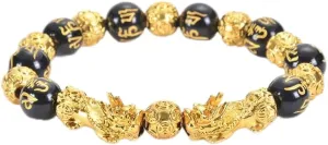 Feng Shui Bracelet, Black Obsidian Pixiu Bracelet for Wealth, for Men Women with Gift Box