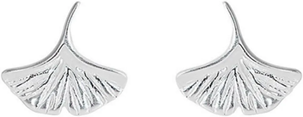 Fine Silver 999 Mini Ginkgo Leaf Stud Earrings