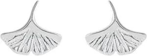 Fine Silver 999 Mini Ginkgo Leaf Stud Earrings