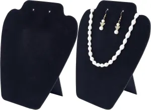 FINGERINSPIRE 2Pcs Black velvet Jewelry Necklace Earrings Display Stand 8.3inch Height 3D Jewelry Chain Organizer Mannequin Model Display Stand Small Combination Necklace Holder for Shows