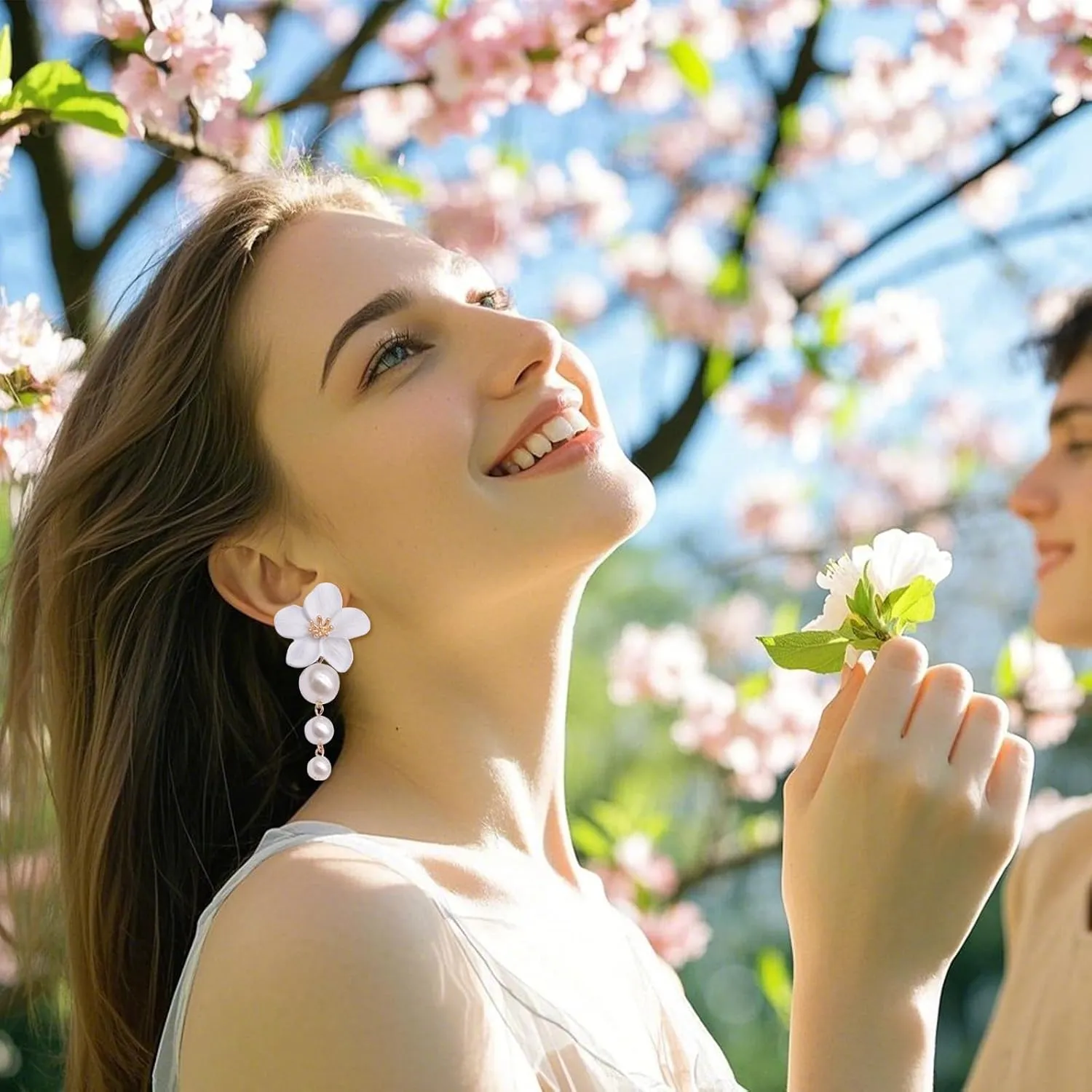 Floral Pearl Earrings for Women Dainty Flower Jewelry Spring Trendy Elegant Studs 2025 Lightweight Hypoallergenic Accessories