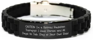 Funny Radiation Therapist Caution Glow-in-the-Dark Black Glide lock Clasp Christmas Unique Gift for Radiation Therapist Friends and Family - Unique Radiation Therapist Jewelry Gifts from Santa
