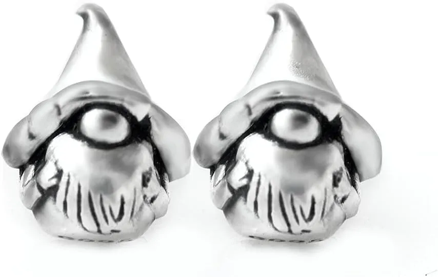 Garden Gnome Little Dwarf Pixie Unique Handmade 925 Sterling Silver Stud Earring