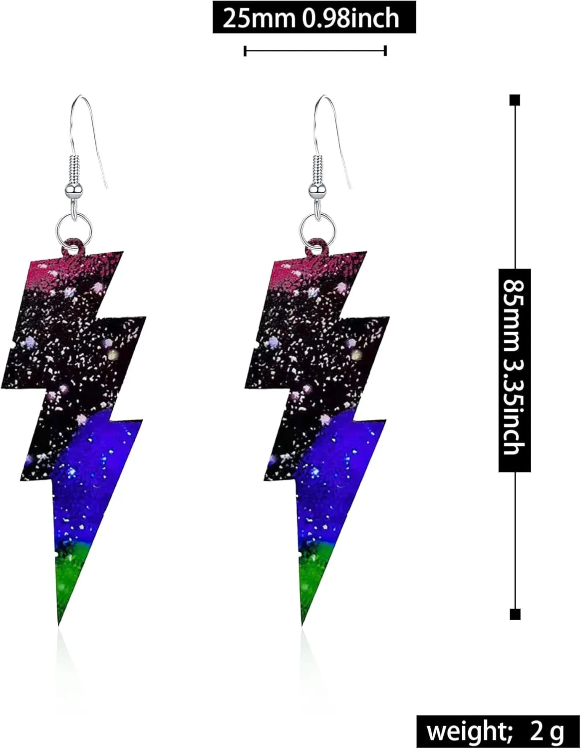 GBAHFY Multicolor 80s Neon Earrings Acrylic Exaggerated Women Lightning Bolt Dangle Earrings Halloween Jewelry 80's Party