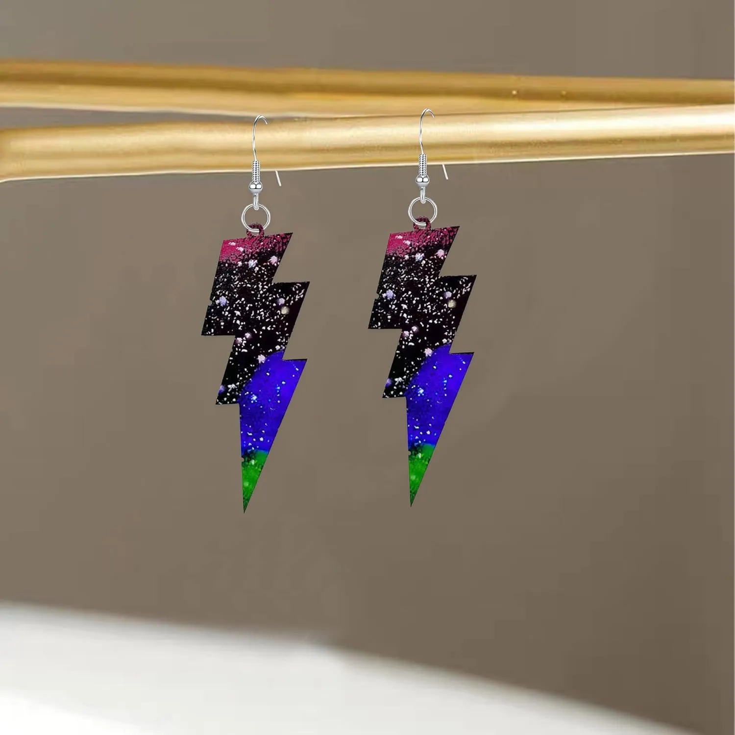 GBAHFY Multicolor 80s Neon Earrings Acrylic Exaggerated Women Lightning Bolt Dangle Earrings Halloween Jewelry 80's Party