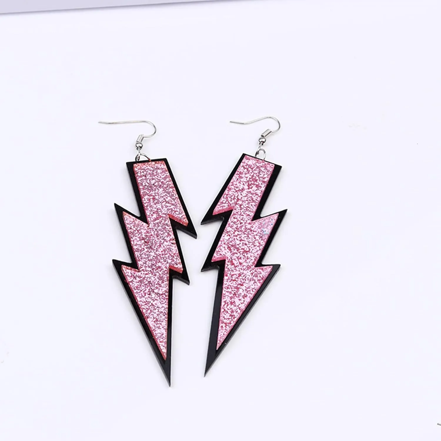 GBAHFY Women 80s Retro Lightning Dangle Earrings Neon Flashing Lightning Earrings for 80s Party Costume Accessory