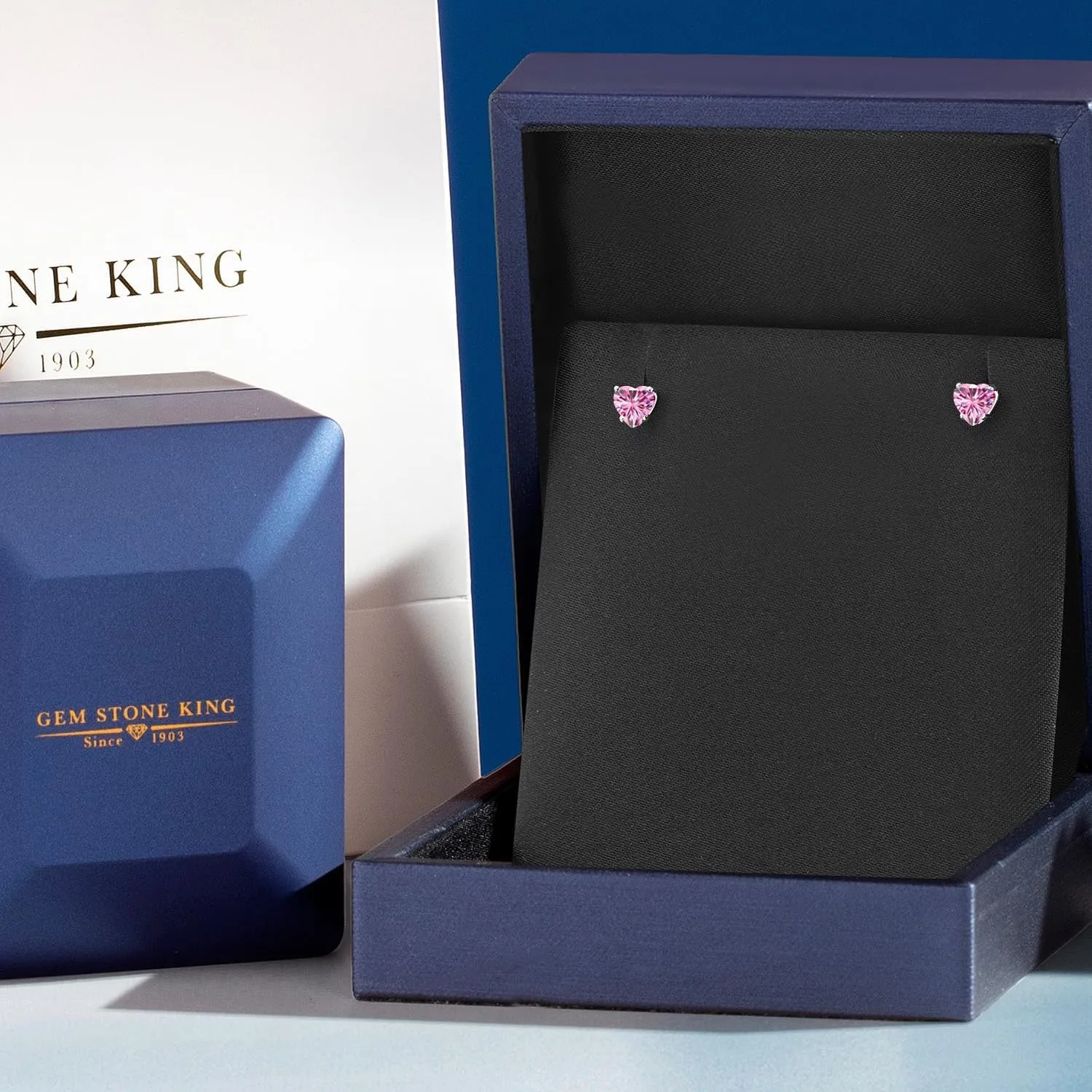 Gem Stone King 14K White Gold Heart Shape 4MM Gemstone Stud Earrings For Women | Gold Earrings For Women | Fine Jewelry Gifts for Her Mom Women Wife