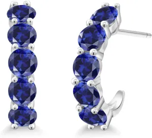 Gem Stone King 18K Gold Plated Sterling Silver Gemstone Birthstone Open Hoops | Round 4MM | Open Earrings For Women