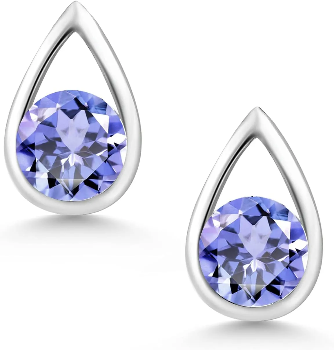 Gem Stone King Teardrop Stud Earrings For Women Men | 925 Sterling Silver | 5MM Round | Gemstone Birthstone | Fine Jewelry Gifts for Her Mom Women Wife