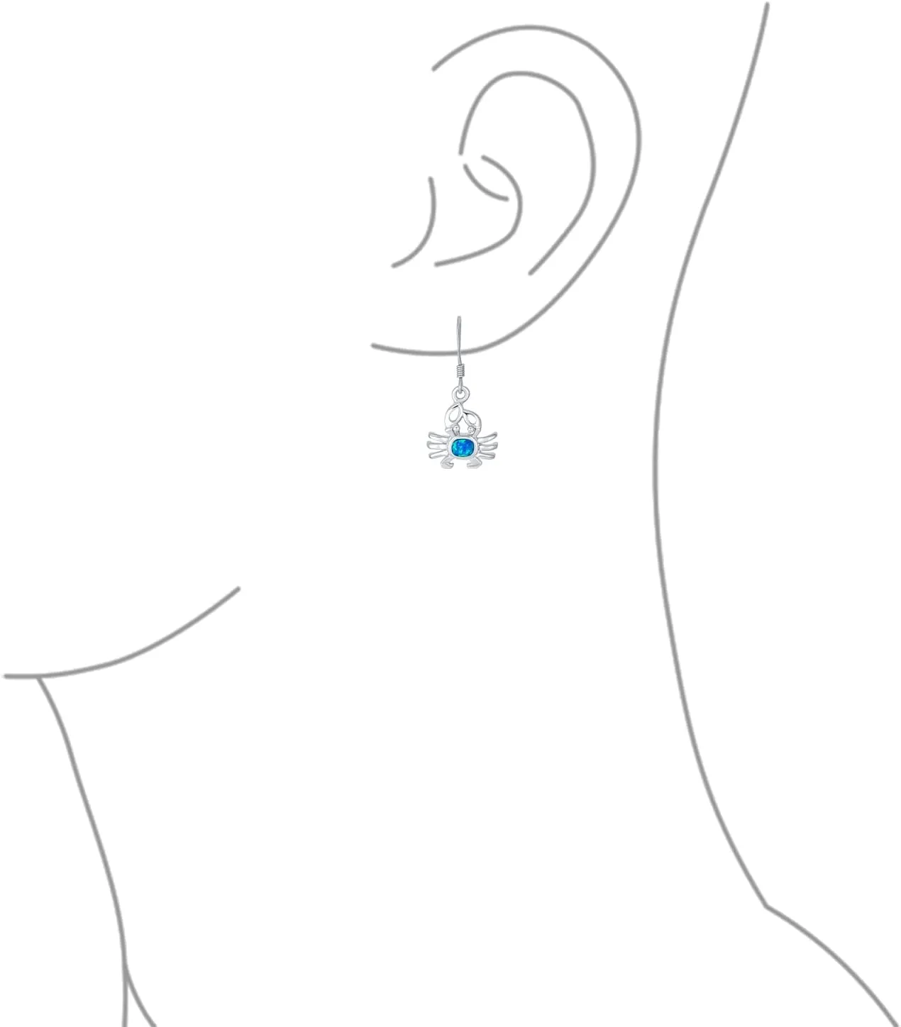 Gemstone Pink Blue White Tropical Vacation Nautical Created Opal Beach Lobster Claw Crab Stud Earrings Pendant For Women .925 Sterling Silver October Birthstone