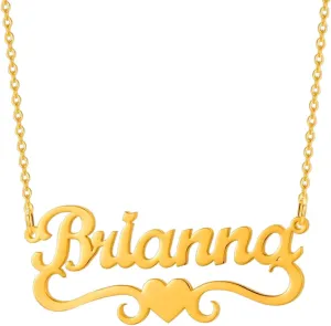Generic Custom Name Necklace Personalized - 18K Gold Plated Customized Name Plate Necklaces Personalized Gifts for Mom Women Girls