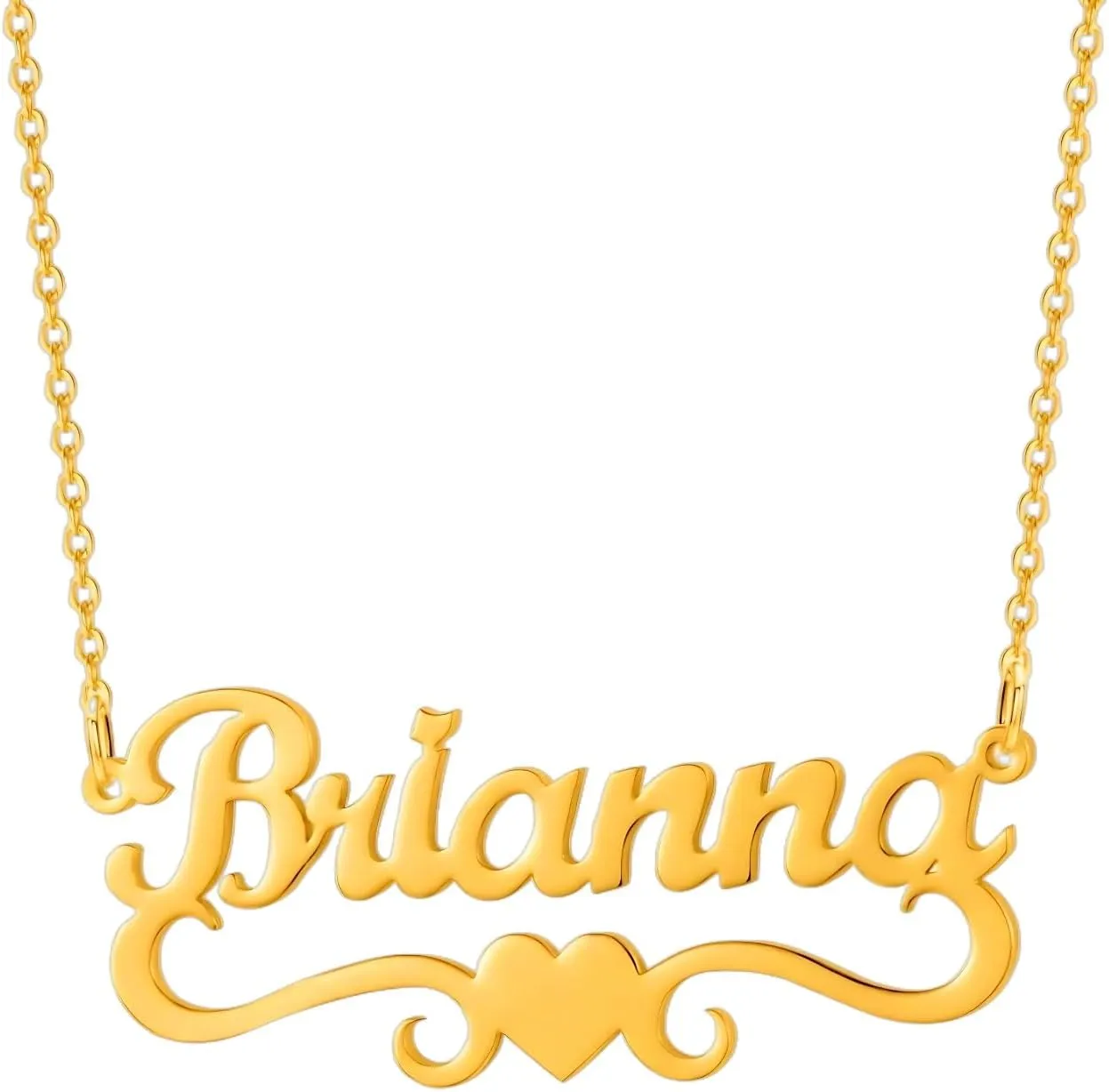 Generic Custom Name Necklace Personalized - 18K Gold Plated Customized Name Plate Necklaces Personalized Gifts for Mom Women Girls