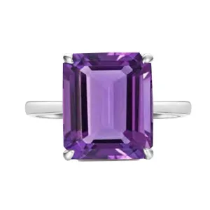 Genuine Purple Amethyst Ring Semiprecious Gemstone Ring Statement Handmade Sterling Silver Ring Delicate Solitaire Ring Wedding Anniversary Gift For Women Mom Girls Amethyst Birthstone Ring