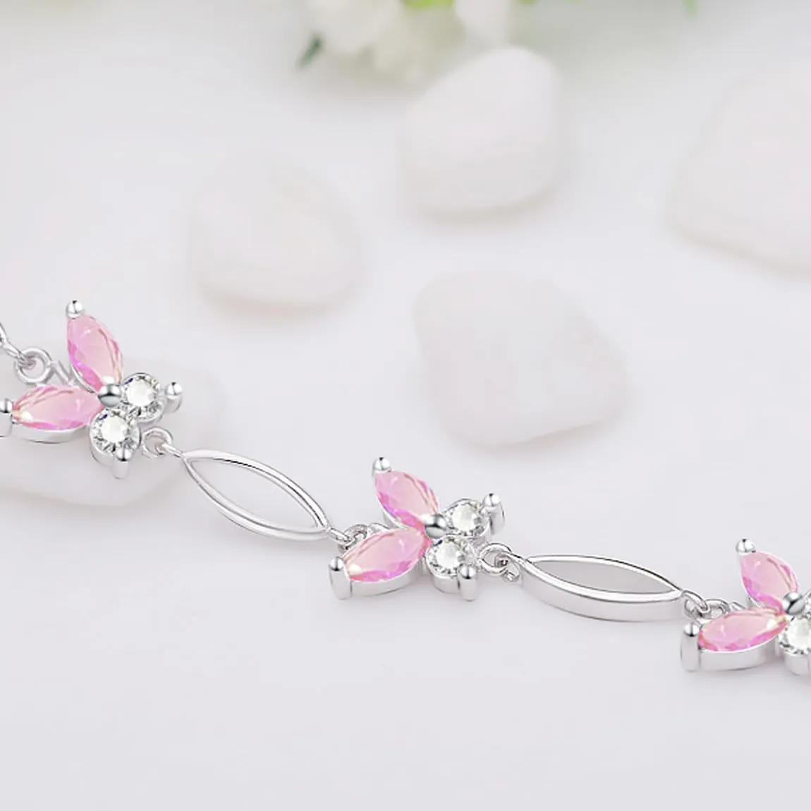Gifts for Women S925 Sterling Silver Purple Butterfly Bracelet,Adjustable Charm Bracelets Jewelry Present for Women,Anniversary Holiday Christmas Birthday Gifts for Mother Wife Daughter