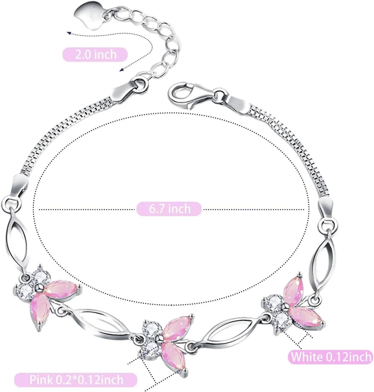 Gifts for Women S925 Sterling Silver Purple Butterfly Bracelet,Adjustable Charm Bracelets Jewelry Present for Women,Anniversary Holiday Christmas Birthday Gifts for Mother Wife Daughter
