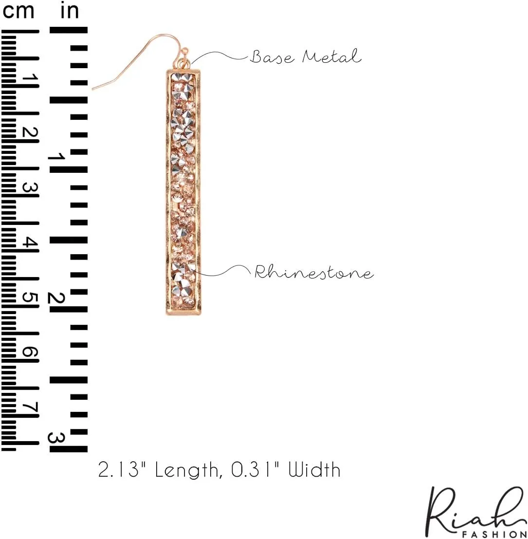 Glitter Rhinestone Statement Earrings - Sparkly Crystal Geometric Hexagon, Round Hoops, Vertical Bar, Teardrop Dangles, Shield Disc Drop