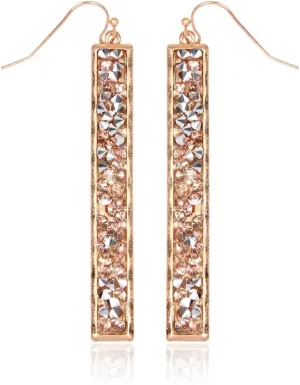 Glitter Rhinestone Statement Earrings - Sparkly Crystal Geometric Hexagon, Round Hoops, Vertical Bar, Teardrop Dangles, Shield Disc Drop