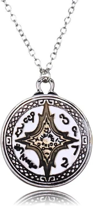 Glow in the Dark Metal Compass Rose Pendant Necklace
