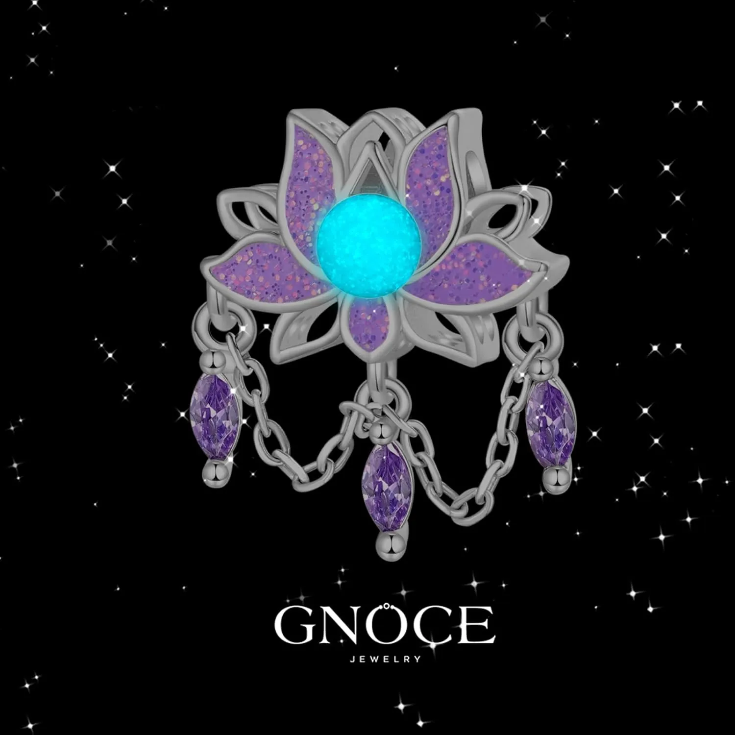 GNOCE Flower Charm for Women, 925 Sterling Silver Bead Charm Bracelet/Necklcae for Her Fit Bracelet, Valentine Mother's Day Jewelry Gift
