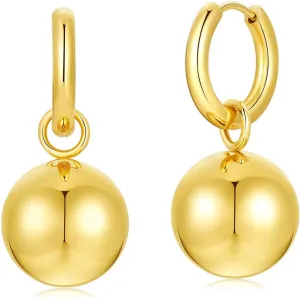 Gold Ball Hoop Earrings for Women 18K Gold Plated Ball Dangle Drop Earrings for Women Pendant Earring
