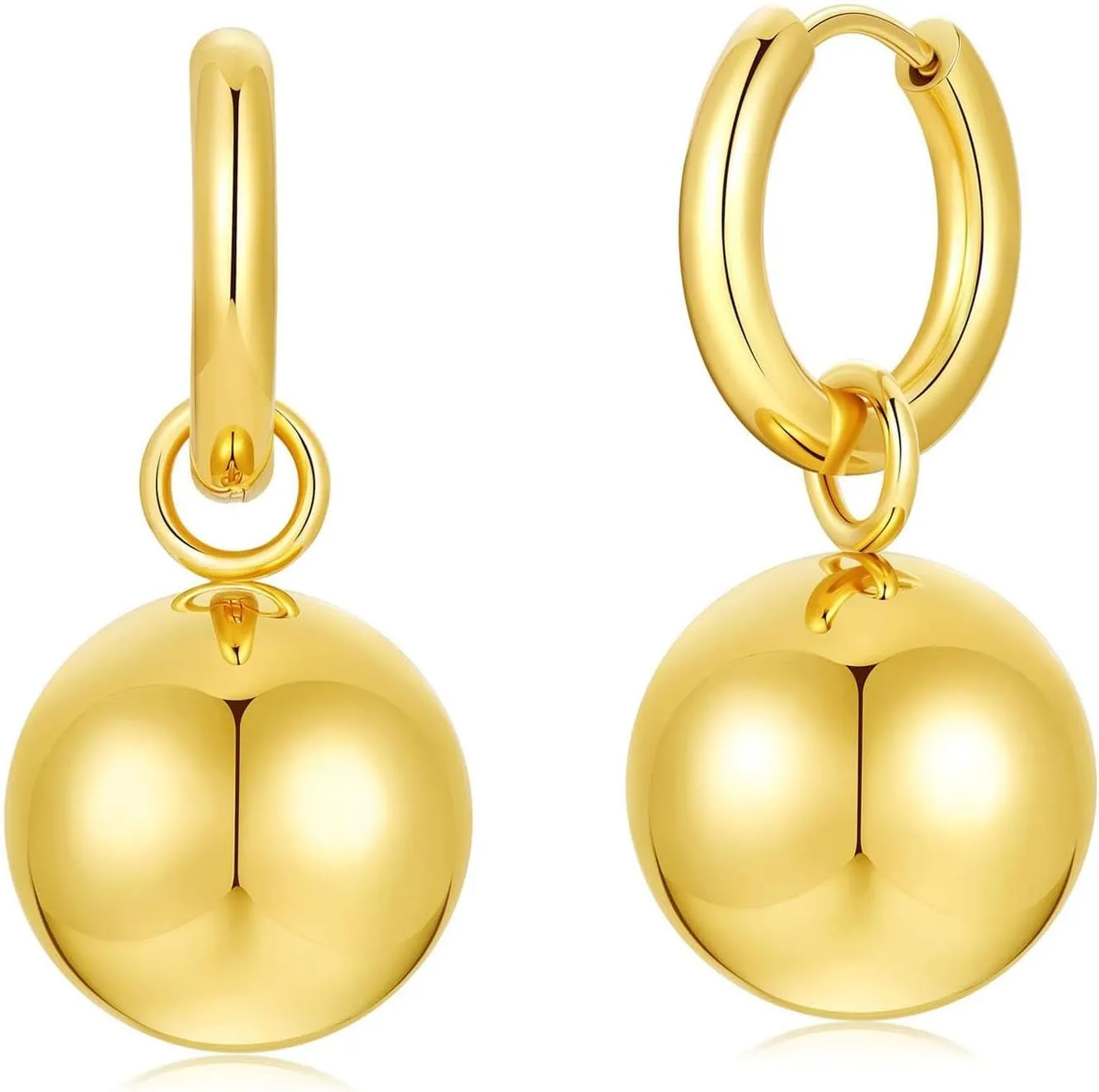 Gold Ball Hoop Earrings for Women 18K Gold Plated Ball Dangle Drop Earrings for Women Pendant Earring